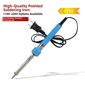 Blue manual soldering iron with pointed tip and power cord for 110V-220V electronic repair