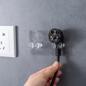 Transparent Adhesive Plug Hooks Cable Organizer For Wall Mount Punch-Free Plastic Appliance Power Cord Storage Holder