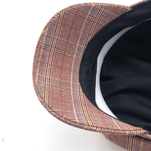 Japanese retro plaid newsboy hat for women with textured fabric and vintage octagonal design