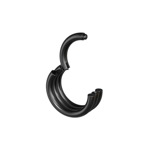 Three-layer black stainless steel nose ring hoop with segmented hinged closure design