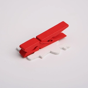 Handmade Christmas wooden clips set with red spring clip and white reindeer deer shape