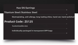 Technical details of stainless steel zircon stud earrings showing material and craftsmanship