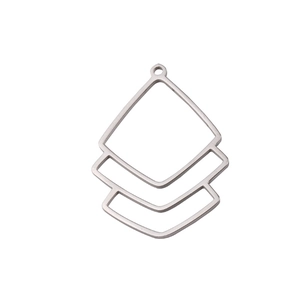 Minimalist silver geometric hollow layered teardrop pendant made of stainless steel