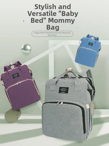 Three colors of waterproof multi-functional diaper bags with foldable baby bed feature