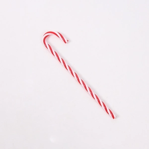 Red and white striped Christmas candy cane hanging ornament for festive tree decoration
