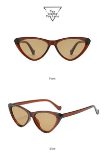 Front and side views of vintage cat-eye sunglasses with tortoiseshell frames and brown lenses