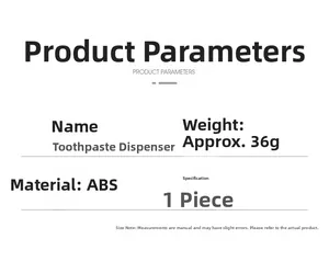 Detaillierte Spezifikationen des ABS Zahnpastapressers mit Gewichts und Materialangaben