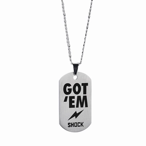 Hip Hop Dog Tag Necklace Stainless Steel Polished Engraved Letter Pendant Trendy Gothic Jewelry For Men Women