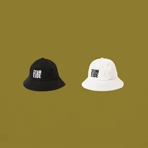 Chapeau Bob En Coton Broderie Lettres Protection Solaire Streetwear Casual Toit Rond Extérieur Pour Femmes Hommes