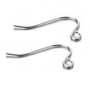 Close-up of a pair of silver plated 925 hook earrings for DIY jewelry making accessories