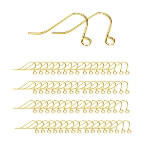 Gold-plated 925 silver earring hooks for jewelry making with coil and loop details