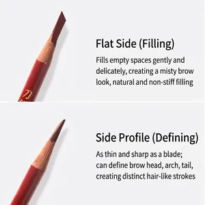 Flat hard core eyebrow pencil in dark brown for precise strokes and natural filling