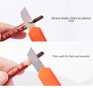 Step-by-step tutorial for sharpening eyebrow pencil to a 1cm thin and flat blade tip