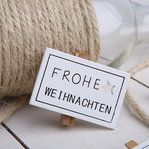 Mini white wooden Christmas clip with Frohe Weihnachten text and star cutout decoration