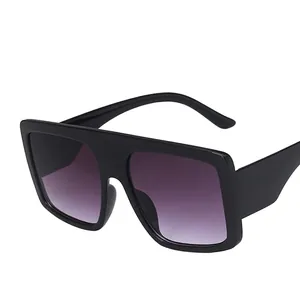 Modern oversized square sunglasses with thick black frames and purple gradient lenses
