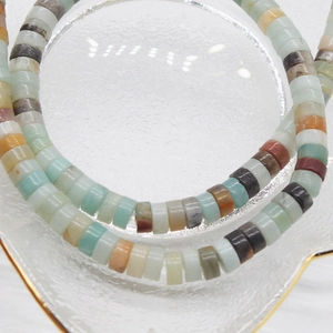 6x3mm natural stone abacus beads necklace with multi-color turquoise and aventurine stones