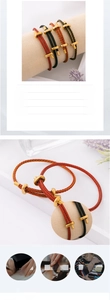 Detail of multi-color woven steel wire bracelets with golden T-bar clasp for DIY charms
