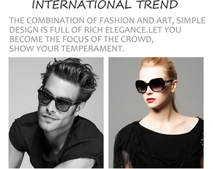 Close-up of oversized rimless sunglasses featuring sleek dark lenses and premium frames