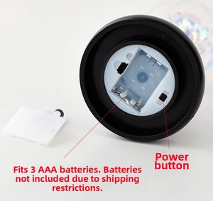 Detail of rose gift box base with 3 AAA battery compartment and a red power switch