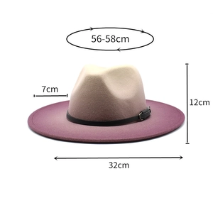 Detailed dimensions of the gradient fedora hat showing 7cm brim and 56-58cm circumference