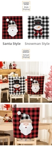 Dettaglio dei coprisedia natalizi a quadri con applicazioni di Babbo Natale e Pupazzo