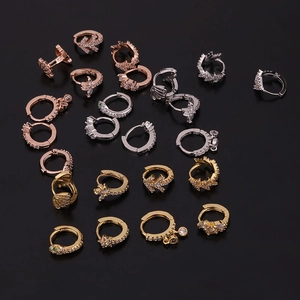 Snake style zircon cartilage earrings in gold, silver, and rose gold finish