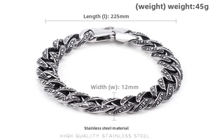 Herren Edelstahl Gliederkette mit Textur Details 225mm Länge und 12mm Breite Design