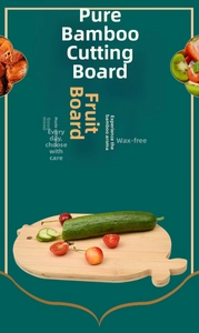 Chicken shaped bamboo cutting board for fruit with double-sided use and hanging hole