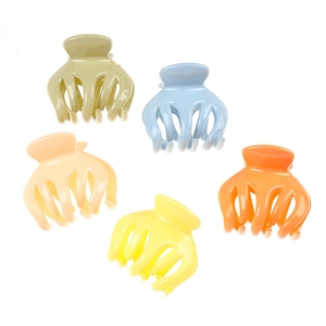5-piece set of macaron-colored octopus hair claws in minimalist geometric design