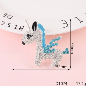Macro view of crystal encrusted zebra charm with blue and white stones, size 54mm x 52mm