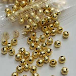 Frosted 14K gold plated beads with matte texture for DIY jewelry making and bracelets