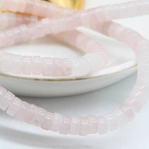 Strand of 6x3mm pink quartz abacus beads for DIY jewelry making and accessory crafts