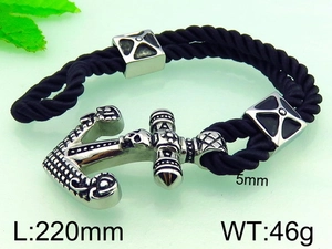 Macro shot of 220mm braided leather rope anchor bracelet with engraved skull details