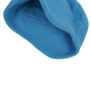Detail shot of the flat stitching and soft fleece lining inside the blue thermal cycling cap