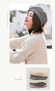 Detailed grid showing houndstooth and solid colors of these wool blend beret hats