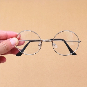 Lunettes de Père Noël rétro à monture ronde en métal argenté avec verres transparents