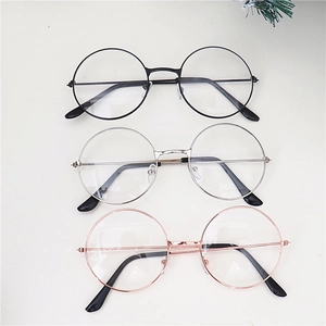 Lunettes Rétro À Monture Métallique Ronde Verres Transparents Fil Fin Accessoire De Spectacle Père Noël Fête Cosplay
