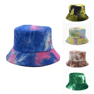 Colorful tie-dye corduroy bucket hats for women in various vibrant color options