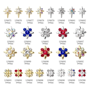 Bijoux d'ongles en métal doré et argenté avec perles et strass aux formes d'étoiles