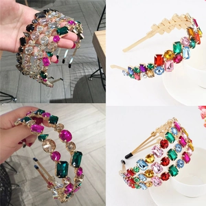 Rhinestone Headband Alloy Colorful Crystal Hair Hoop Fashion Hair Accessories For Women Vintage Elegant Headpiece