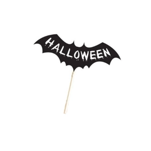 Halloween bat decorative cake topper with dripping text on plain white background