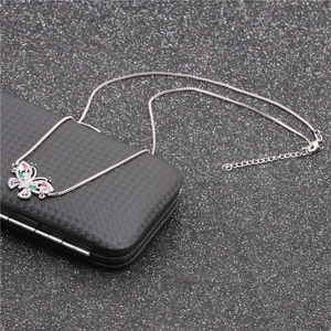 Silver butterfly pendant necklace for women with vibrant colorful cubic zirconia inlay
