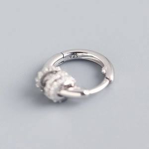 S925 sterling silver hoop earrings with detachable pavé cubic zirconia charm