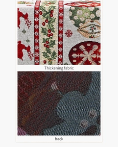 Detail of Christmas table runner showing thickening fabric and back woven texture