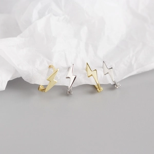 Orecchini a lobo minimalisti a fulmine in argento sterling S925 dorati e argentati