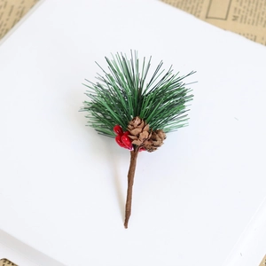 Artificial pine needle branch with pine cones and red berry for Christmas DIY crafts