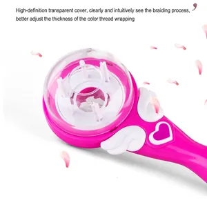 Pink electric hair braider toy for girls featuring transparent cover and wing design