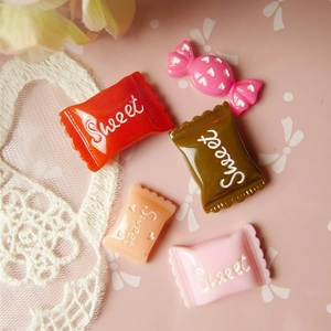 Sweet Candy Shaped Resin Cabochons Flatback DIY Craft Accessories For Hair Clips Phone Case Cream Glue Decoration Food Style Charms