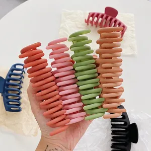 Large matte hair claw clips in Morandi colors with spiral teeth design for thick hair