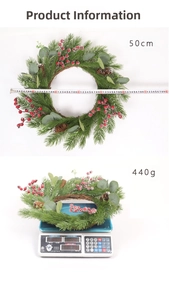 Detailed size measurement of 50cm Christmas wreath and its weight of 440g